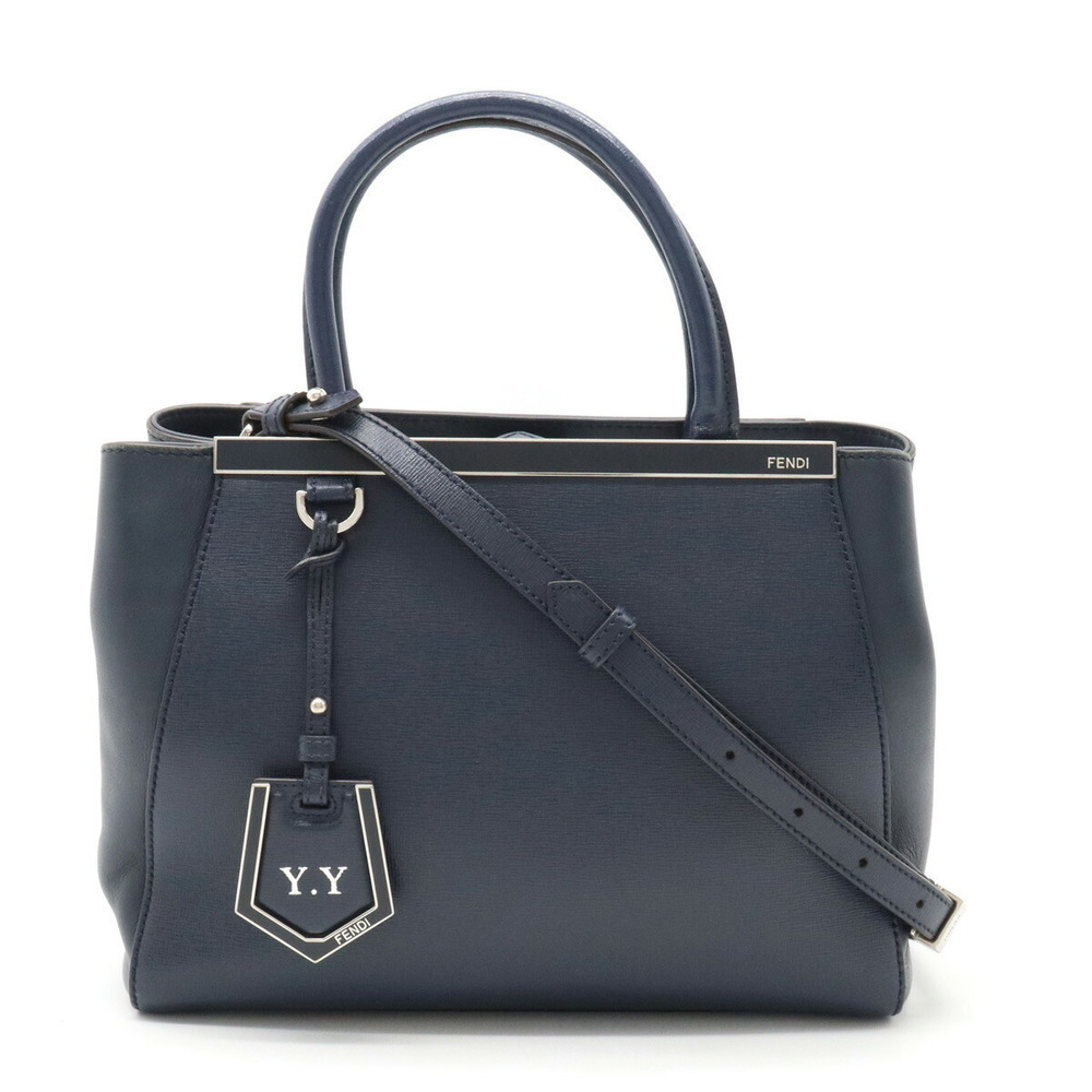 Fendi Petite 2Jours Handbag 2way Leather Navy